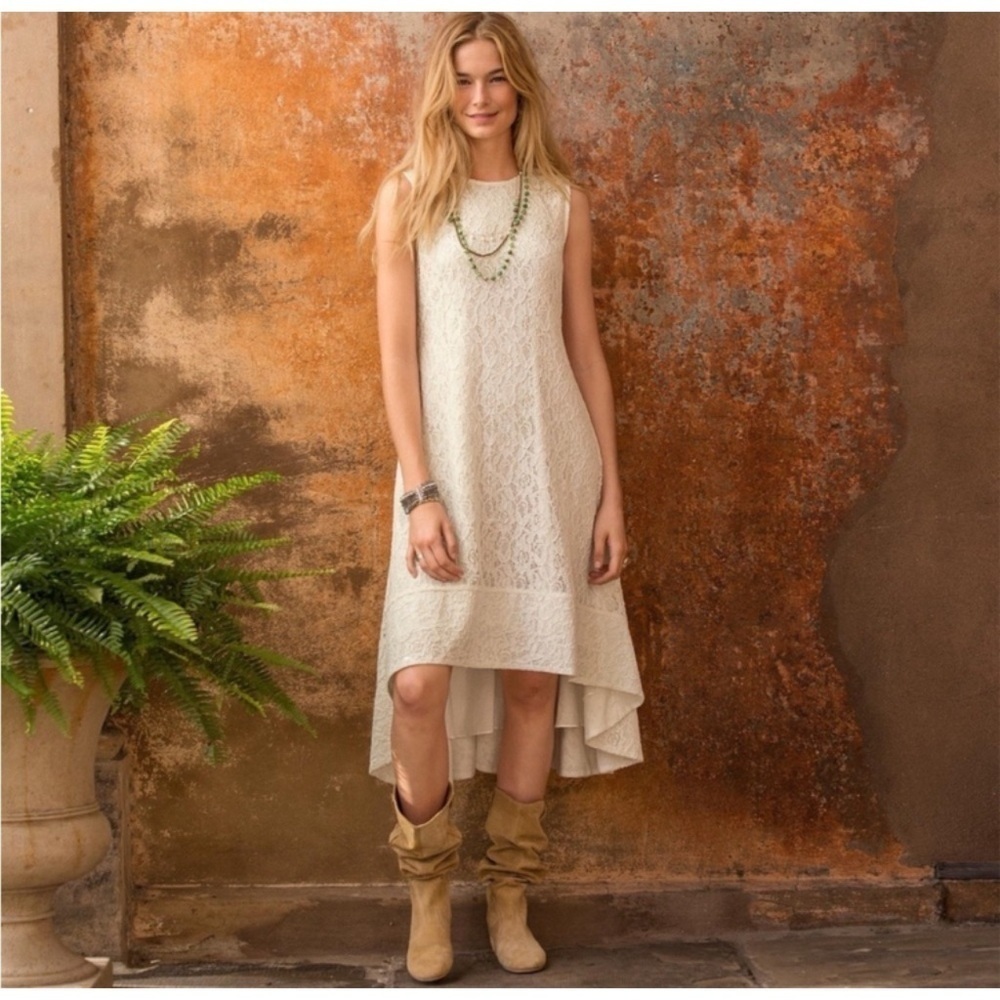 Sundance Grace Lace Cream High Low Hem Sleeveless Feminine Romantic Dress Size 4
